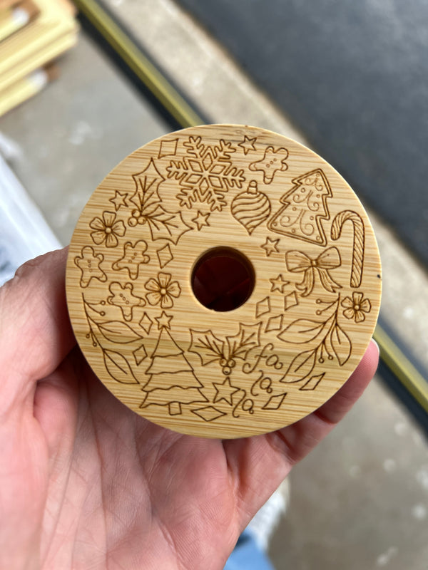 Christmas Engraved Bamboo Lid