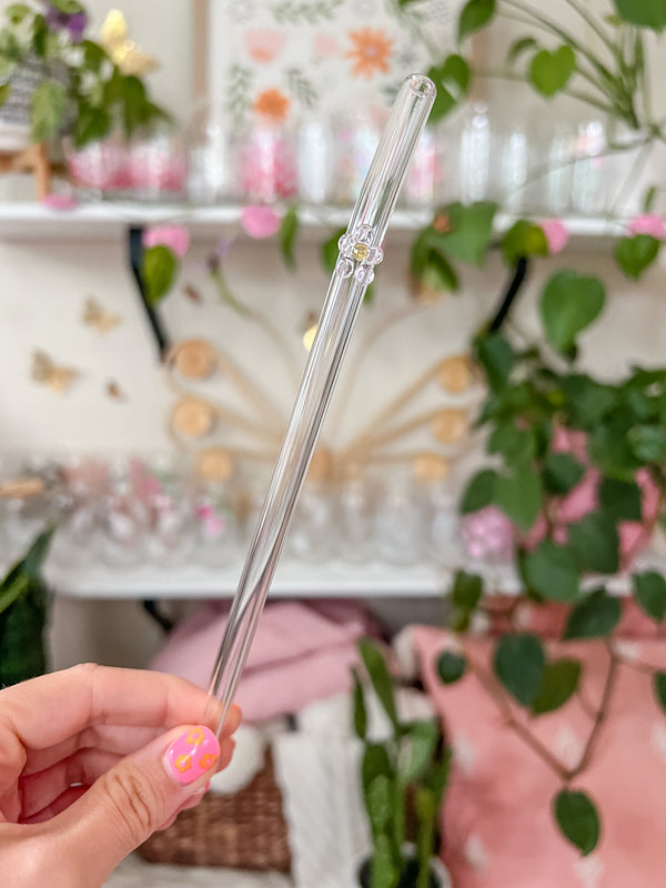 Pink Flower Bent Straw