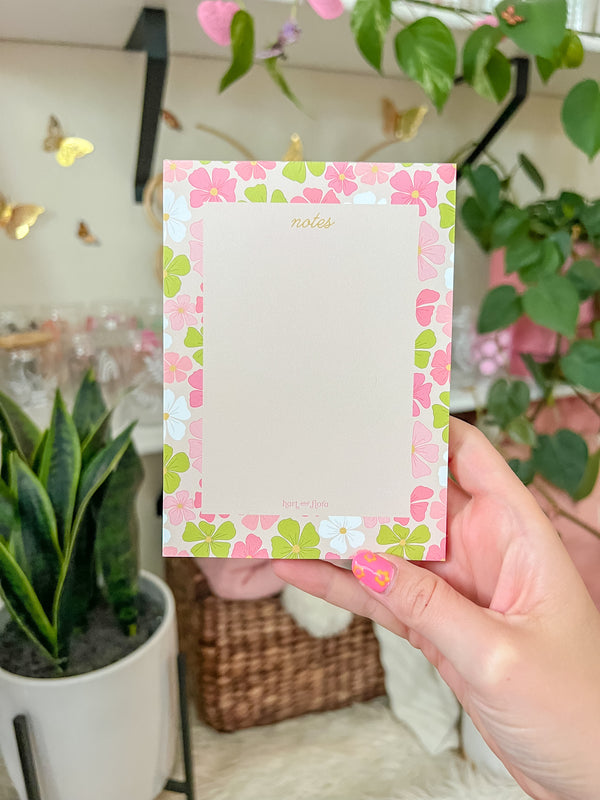 Pink and Green Floral Notepad