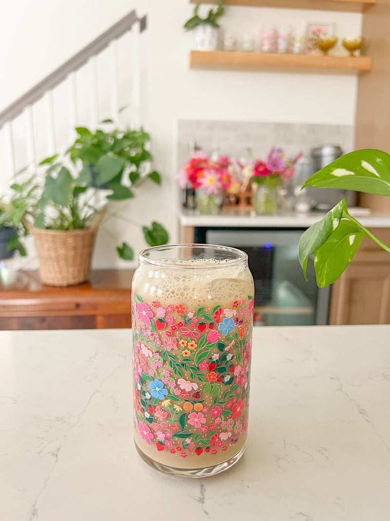 16oz Whimsical Garden Glass