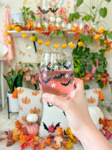 Bats and Daisies Wine Glass