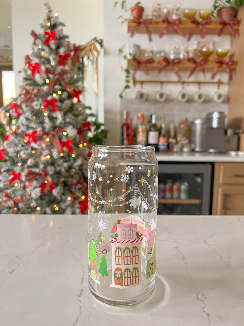 20oz Christmas Village Glass