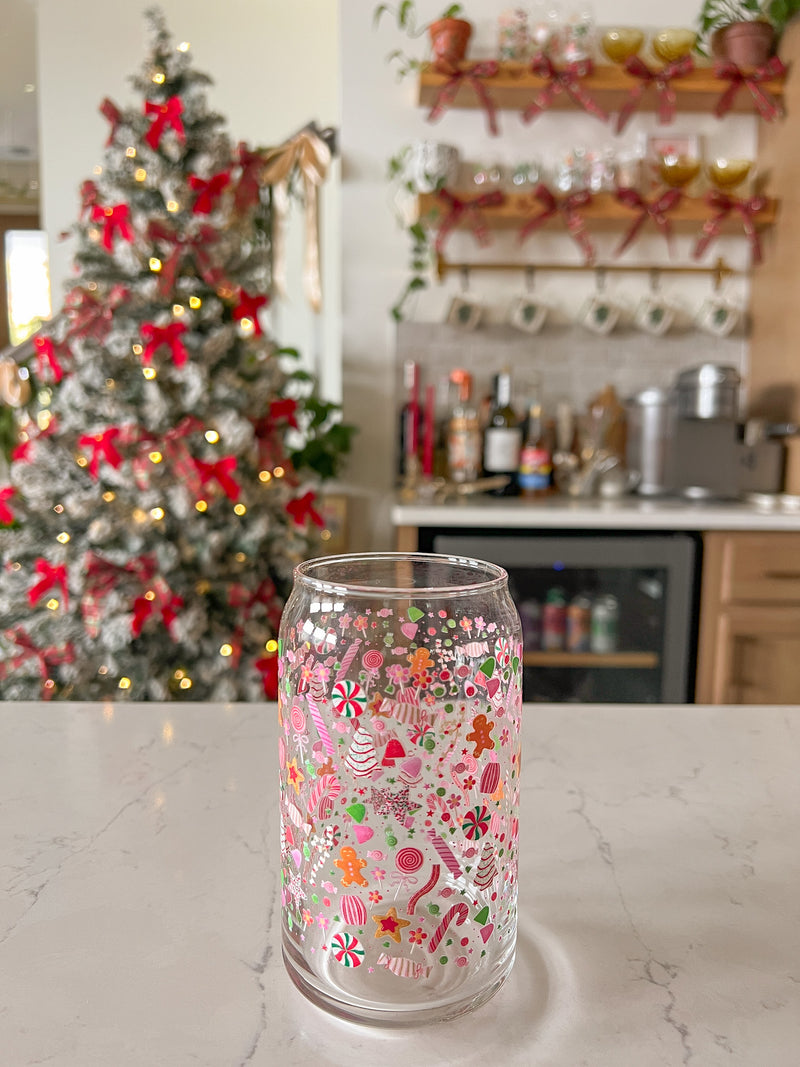 16oz Holiday Candy Glass