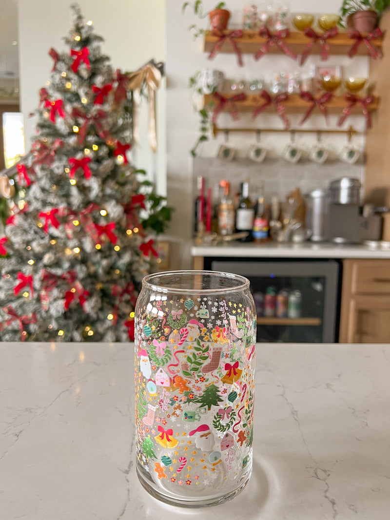 16oz Festive Christmas Glass