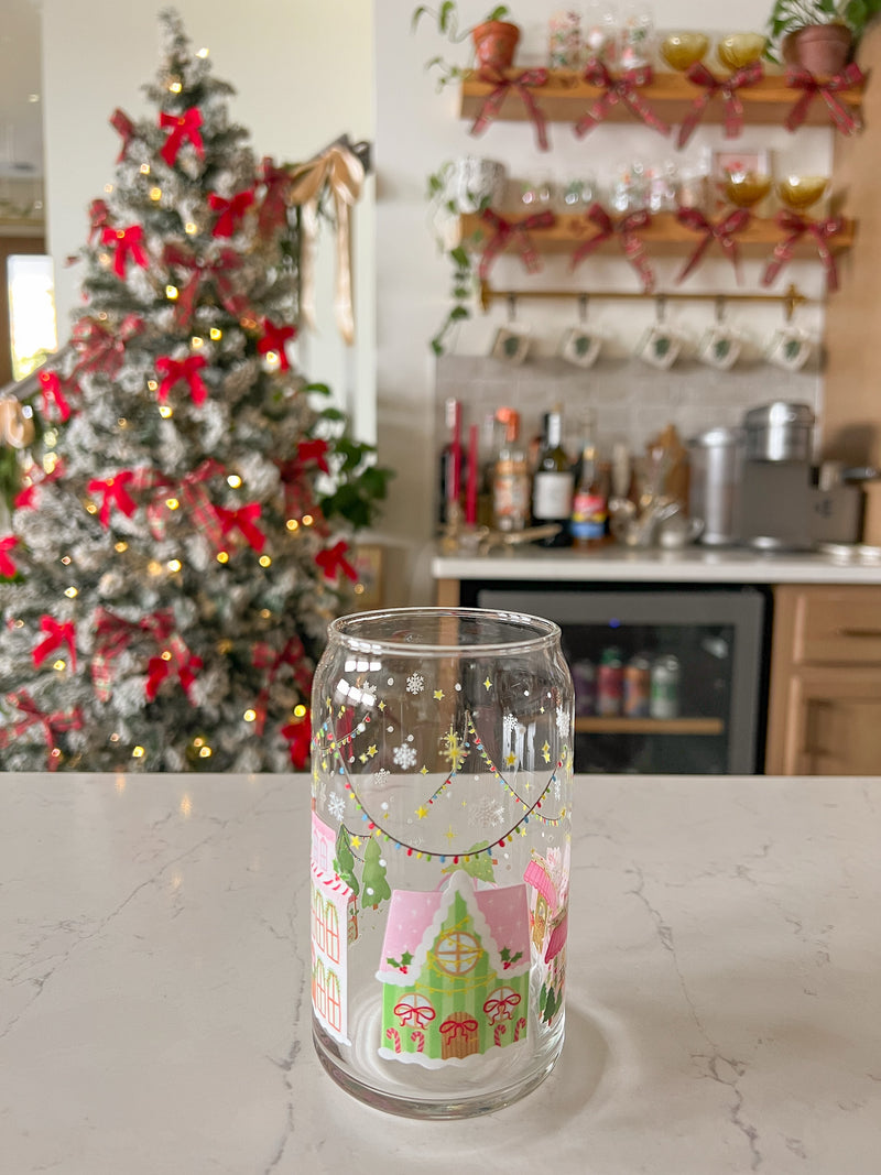 16oz Christmas Village Glass
