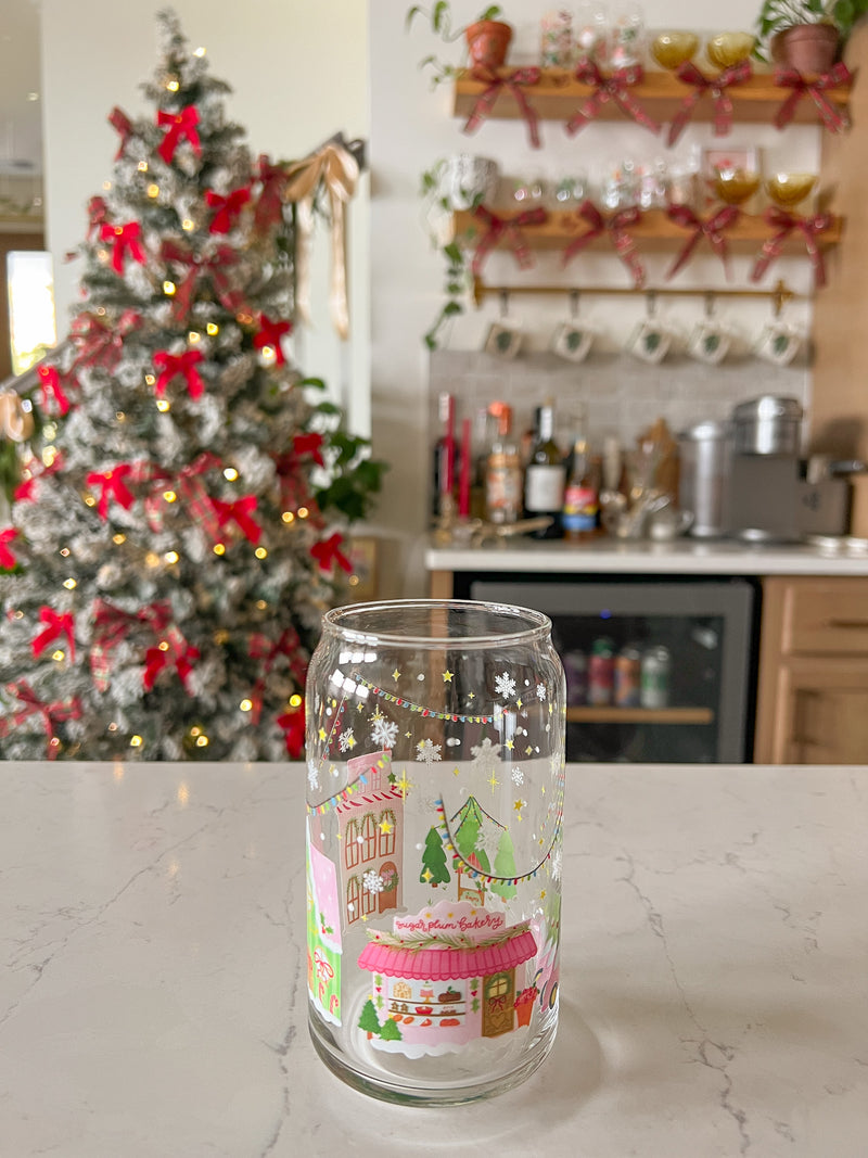 16oz Christmas Village Glass