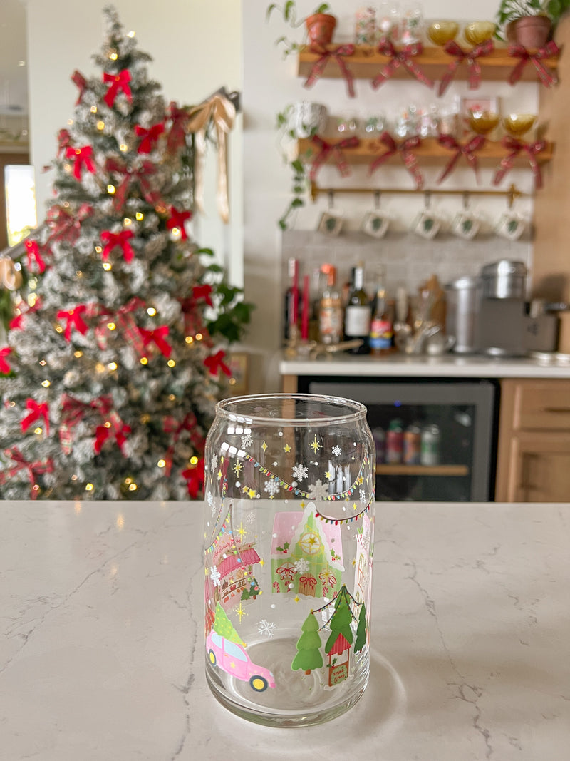16oz Christmas Village Glass
