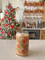 16oz Holiday Floral Glass