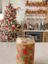 16oz Holiday Floral Glass