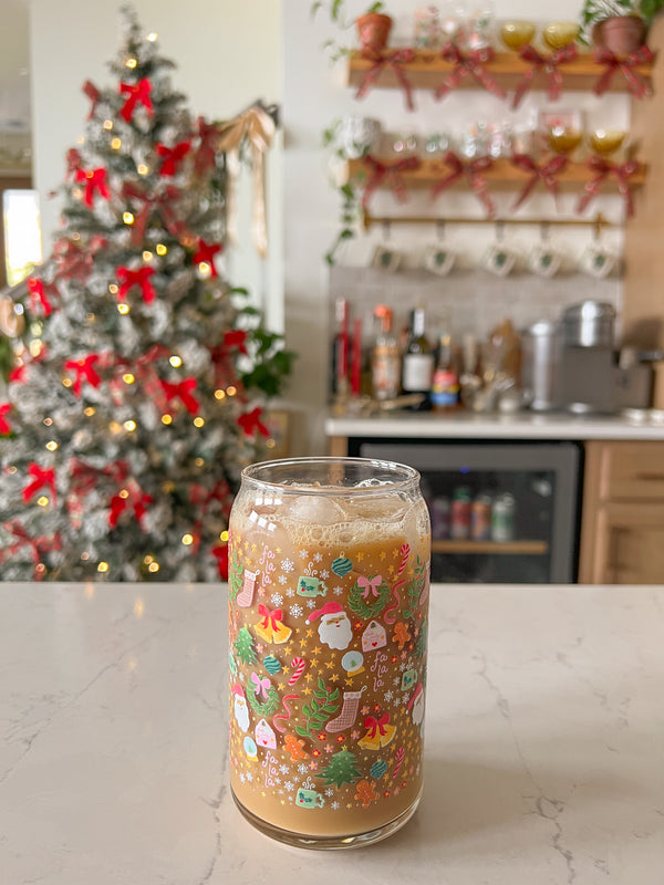 16oz Festive Christmas Glass