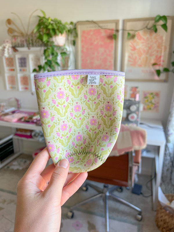Green Diamond Floral Cup Cover