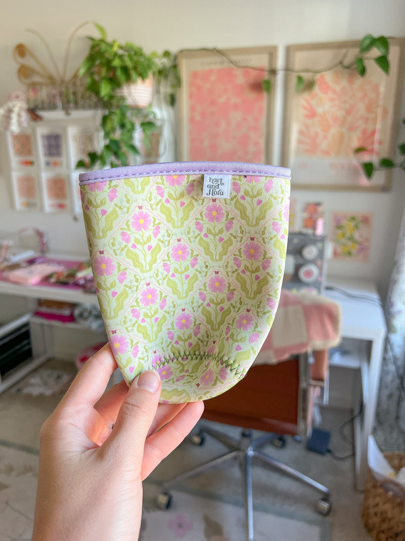 Green Diamond Floral Cup Cover