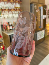Mauve Engraved Floral Glass