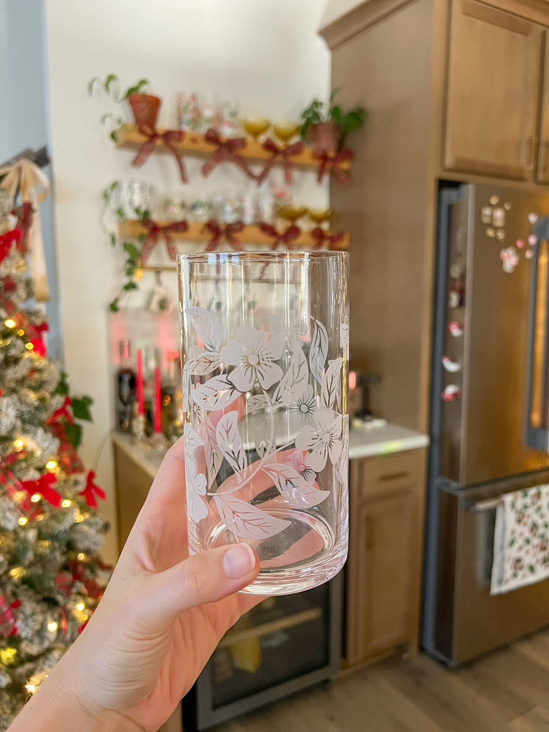 Clear Engraved Floral Glass