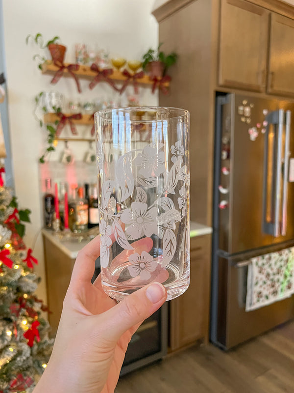 Clear Engraved Floral Glass