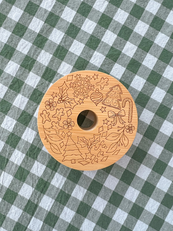 Christmas Engraved Bamboo Lid