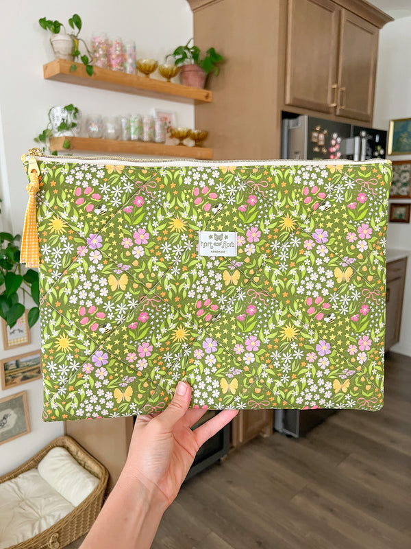Spring Meadow Quilted LARGE Pouch
