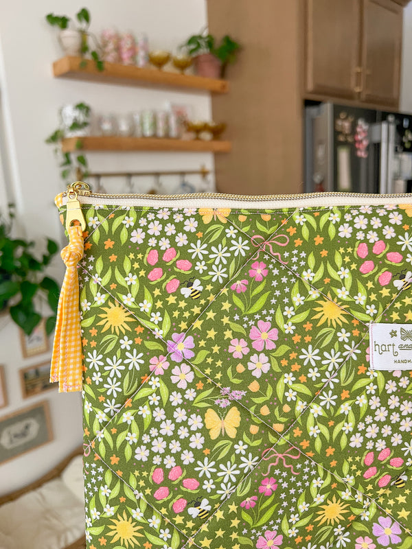 Spring Meadow Quilted LARGE Pouch