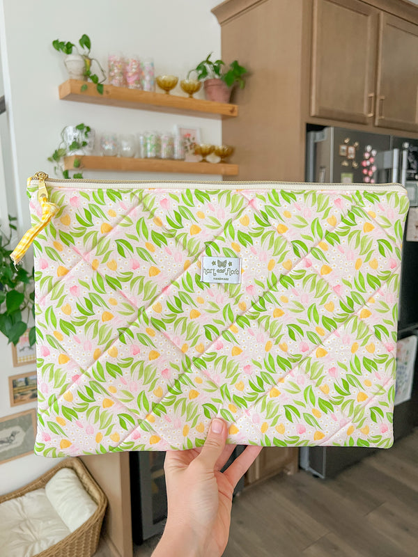 Spring Tulips Quilted LARGE Pouch