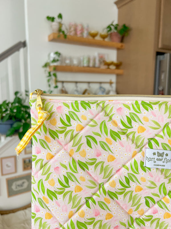Spring Tulips Quilted LARGE Pouch