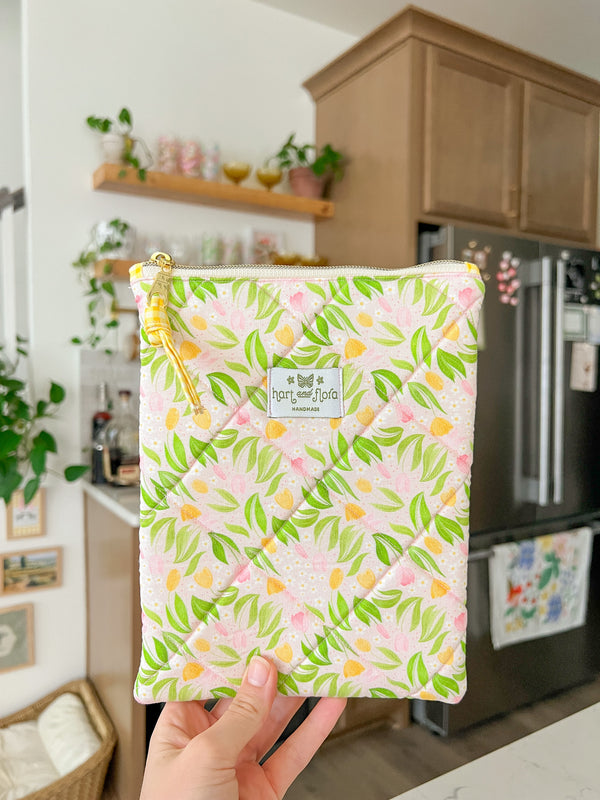 Spring Tulips Quilted Kindle Pouch