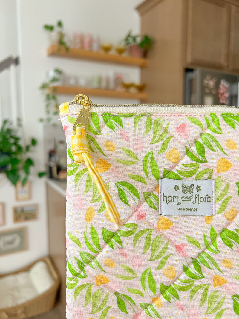 Spring Tulips Quilted Kindle Pouch