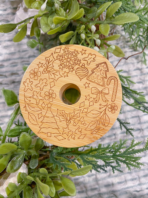 Christmas Engraved Bamboo Lid