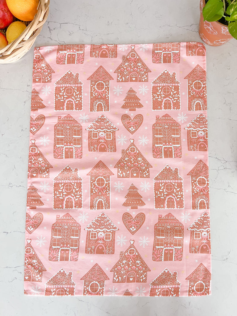 Pink Gingerbread Tea Towel