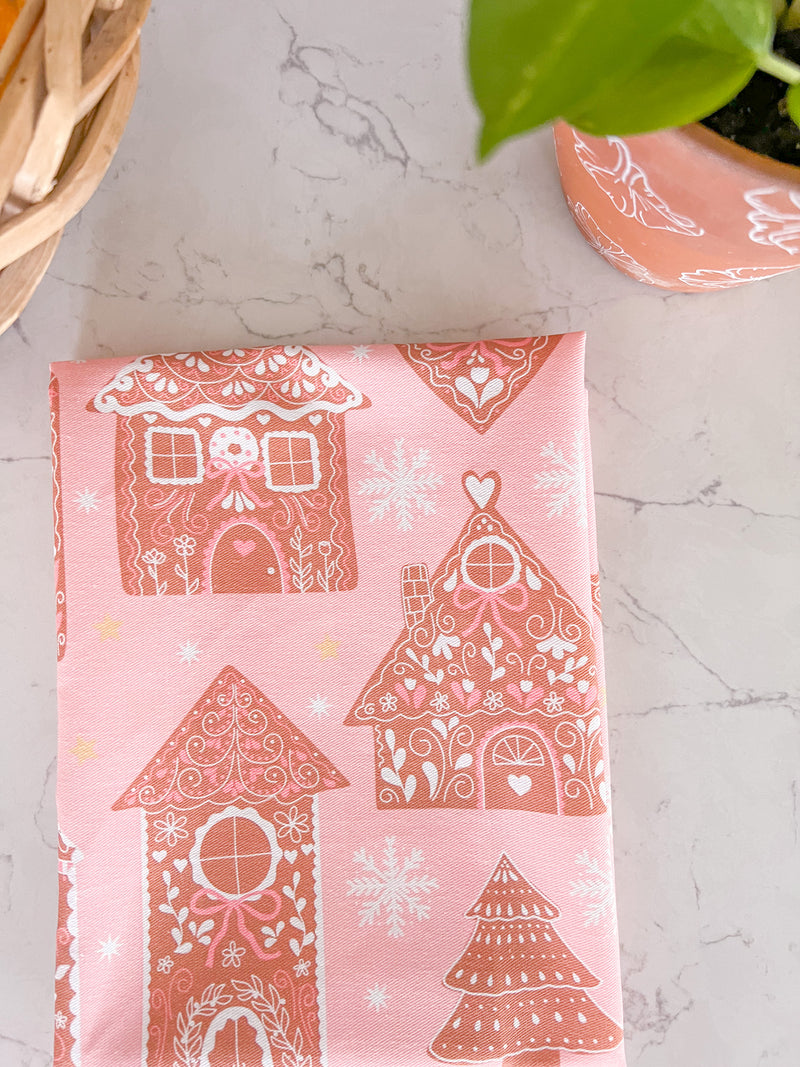 Pink Gingerbread Tea Towel