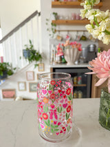 16oz Blooming Hearts Glass