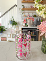 16oz Bows and Hearts Glass
