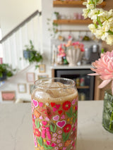 16oz Blooming Hearts Glass