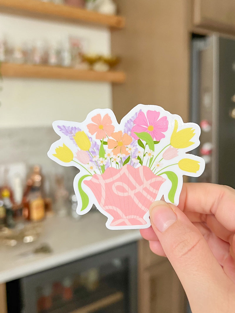 Groovy Vase Floral Sticker