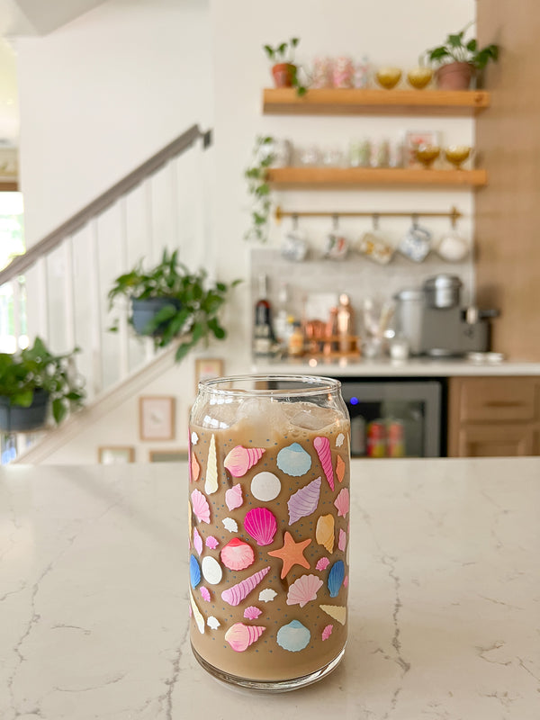 16oz Colorful Seashells Glass