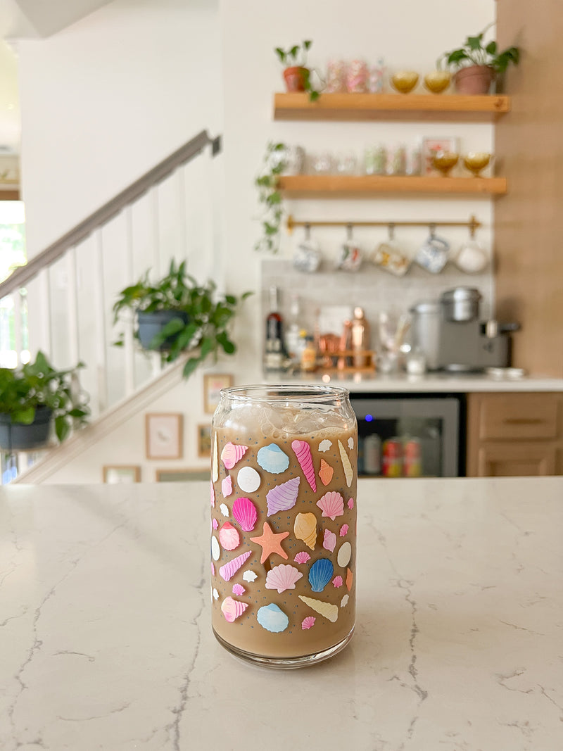 16oz Colorful Seashells Glass
