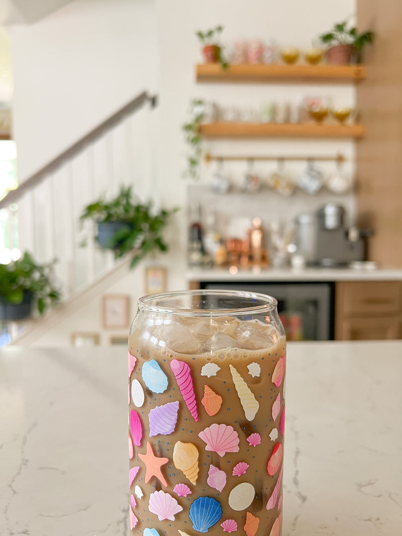 16oz Colorful Seashells Glass