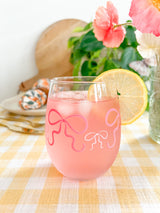 Pink Bows Wine Glass