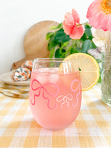 Pink Bows Wine Glass