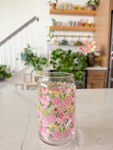 16oz Mauve Blooms Glass