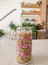 20oz Mauve Blooms Glass