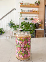 16oz Mauve Blooms Glass
