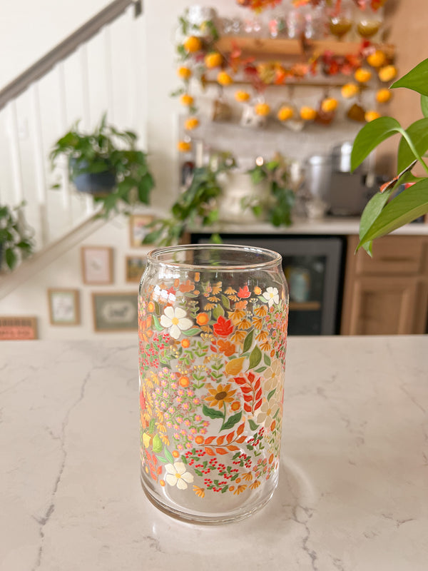 PREORDER 16oz Fall Floral Glass
