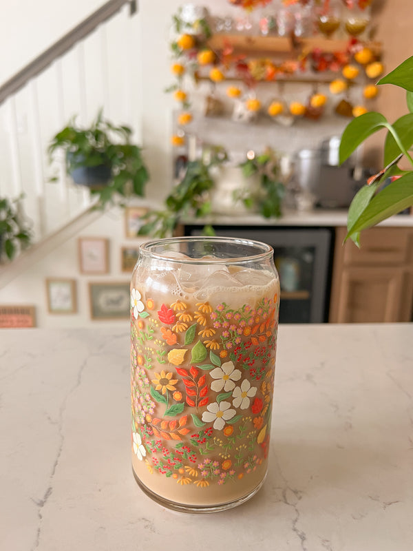 PREORDER 16oz Fall Floral Glass