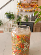 16oz Fall Floral Glass