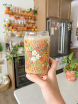 16oz Fall Floral Glass