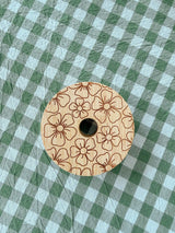 Flower Engraved Bamboo Lid