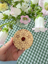 Flower Engraved Bamboo Lid