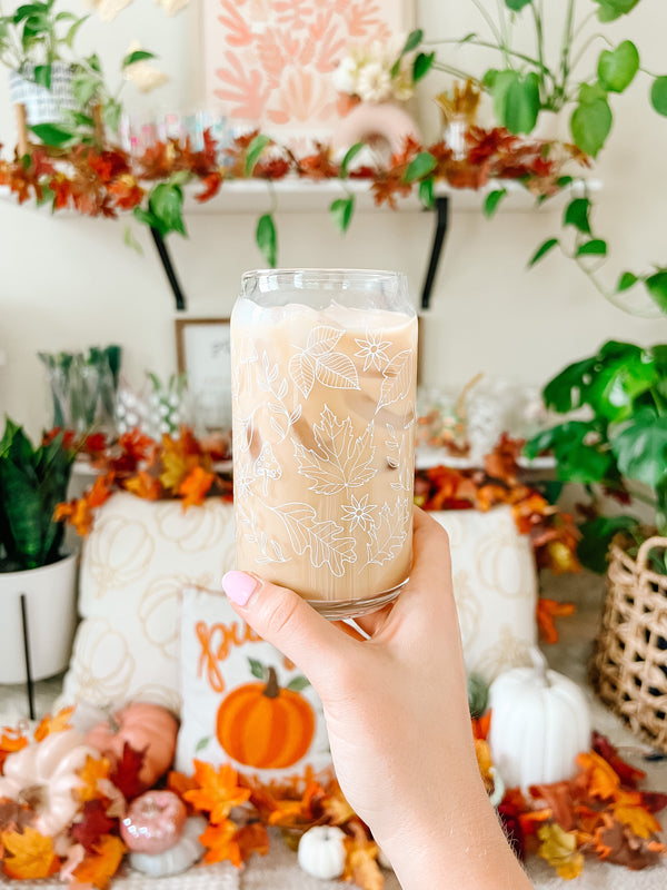 16oz Fall Leaves Glass