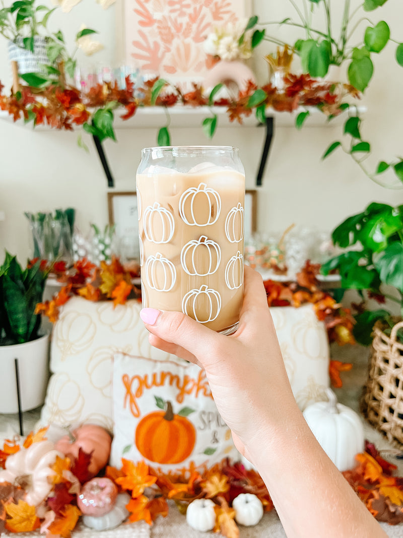 16oz White Pumpkin Glass