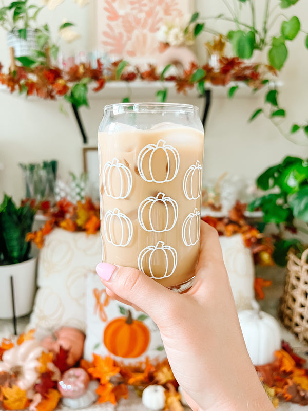 16oz White Pumpkin Glass